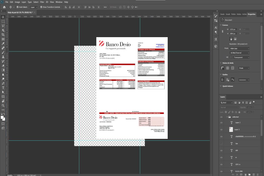 Italie Banco di Desio e della Brianza relevé hypothécaire Modèle Word et PDF template Italie Banco di Desio e della Brianza relevé hypothécaire Modèle Word et PDF template